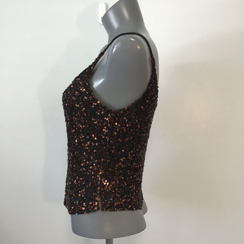 Scala Silk Sequined Camisole Top Size M - image 6